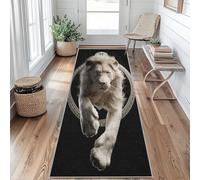 Lion Hallway Runner Rug, Diamond Modern Safari Animal Carpet Runner 60x300cm, Non Slip Washable Long Indoor Rug for Kitchen, Entryway, Bedroom, Laundry Room