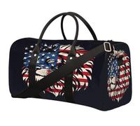 Lion Head American Flag Travel Duffel Bag Sports Tote Gym Bag Waterproof Tear-Resistant Carry On Overnight Bag Foldable Weekender Bag for Gym Travel Getaway Beach Sports