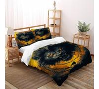 Lion Head Chains Bedding Set 3D Design Animal Theme Wildlife Duvet Cover Set Microfiber Quilt Cover Suitable for Family,couple,children with Pillow Double（200x200cm）