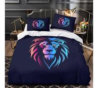 Lion Head Comforter Cover 3D Design Printed All Season 3 Piece Bedding Set Zipper Modern Digital Duvet Cover Luxury Breathable for Kids Teens Adults Women Youth Teenagers King（220x240cm）