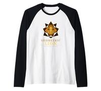 Lion Head Design in Gold Low Poly Style Raglan Baseball Tee