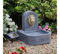 Garden Mile Modern Rock Fall Water Fountain - Solar Powered Resin Recycling Water Feature - Garden Ornaments Outdoor Decorative Centrepiece for Pond, Patio and Lawn Decor (Lion Head Fountain)