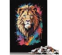 Lion Head Graffiti Puzzle Rectangular Paper Board Paper Rectangular Jigsaw Puzzle for Adult Children Easter Gifts 1000pcs (26x38cm)