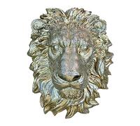 Lion Head Hanging Sculpture Wall Art Vintage Mounted Silver Lions Animal Head statue home Decor indoor outdoor (Lion Head)