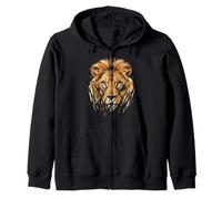 Lion Head Hunting & Stalking Vintage Safari Portrait King Zip Hoodie