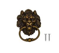 Lion Head Knocker with Screws, Zinc Alloy Front Door Knocker Furniture Knocker Handle for Cabinet Drawer Door (Bronze)