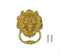 Lion Head Knocker with Screws, Zinc Alloy Front Door Knocker Furniture Knocker Handle for Cabinet Drawer Door (Golden)