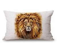 Lion Head Lumbar Throw Pillow Cover 12x20 Inch Decorative Bedroom Living Room Forest King Face Wild Animal Rectanglar Cushion Case for Bed Sofa Couch