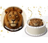 Lion head Safari Cake topper round or square Edible Icing or Wafer or wafer card Any size Square or round circle