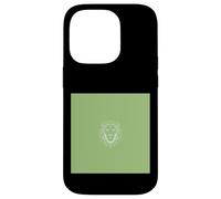Lion Head Tattoo Line Art - Green Case for iPhone 14 Pro