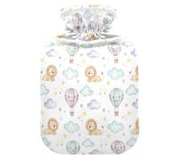 Lion Hot Air Balloon Hot Water Bottle with Cover for Pain Relief Heating Bottles for Pregnant, 1L
