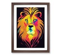 Lion Hot Wax Framed Wall Art Print, Ready to Hang Picture for Living Room Bedroom Home Office, Walnut A2 (48 x 66 cm)