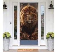 Lion Image Door Banners for Front Doors, Spring Summer Decorative Door Cover Welcome Porch Banner Decoration Hanging Wall Background for Party Supplies Indoor Outdoor Home Decor
