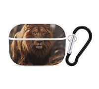 Lion Image for Airpod Pro Case Cover Hard Shell Full Drop Protection Cover with Keychain Compatible with AirPod Pro 2nd/1st Generation, Front LED Visible,White