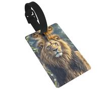 Lion Image Luggage Tags for Suitcases, PVC Suitcase Tag with Secure Strap Suitcase Identifier with Privacy Name Card for Travel Bag Tags Personalized Baggage Tag for Women Men