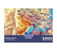 Lion Impossible Hard Challenging 1000 Pc Jigsaw Puzzle - Cloud Lion Sunset Glow Recycled Paper for Home Wall Decor38x26cm/1000pcs
