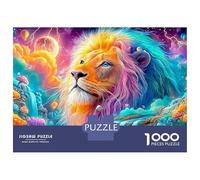 Lion in A Magical Mushroom Land 1000-Piece Jigsaw Puzzle The Lion Brainteasing Challenge for All Ages 52x38cm/1000pcs