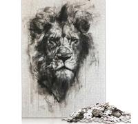 Lion in Charcoal Sketch Puzzle Jigsaws 1000 Pieces for Adults Puzzle Jigsaws for Adults Relax Puzzles Games 1000pcs (75x50cm)