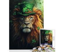 Lion in Clover Hat- Jigsaws 1000 Pieces for Teenagers Stimulate Active Brain And Mind Gentle Relaxing Fun Activity (38X52cm)