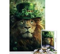 Lion in Clover Hat Jigsaws 1000 Pieces for Teenagers Stimulate Active Brain And Mind Gentle Relaxing Fun Activity (50X75cm)