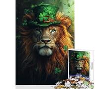 Lion in Clover Hat- Jigsaws 1000 Pieces for Teenagers Stimulate Active Brain And Mind Gentle Relaxing Fun Activity (38X26cm)