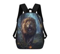 Lion in Magic Forest Backpack, 3D Printed School Bag, School Lunch Bag, Travel Backpack, Friends Backpack, School Backpack for Girls And Boys 17inch