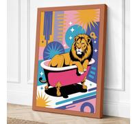 Lion in the Bath Art Deco Canvas Wall Art Print 30x20 Inch (76 x 51 cm)