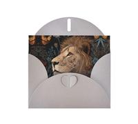 Lion in the flowers Gray Patterns greeting card 6x4 inches with envelope, covering birthdays, weddings and other occasions