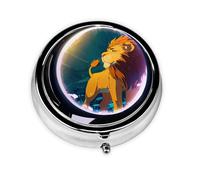 Lion in The Mirror Mini Round Pill Box, can be Put into Wallet, Pocket, Light and Convenient, 3 Compartment Pill Box, Portable Pill Box,