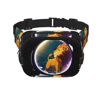 Lion in the mirror Pattern trendy fashionable waist bag, unisex travel sports messenger bag