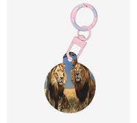 Lion in The Steppe Dog Tags Round Pet Tag,Acrylic Pet ID Tags Durable and Stylish,Perfect for Small to Large Pets