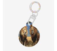 Lion in The Steppe Dog Tags Round Pet Tag,Acrylic Pet ID Tags Durable and Stylish,Perfect for Small to Large Pets