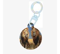 Lion in The Steppe Dog Tags Round Pet Tag,Acrylic Pet ID Tags Durable and Stylish,Perfect for Small to Large Pets