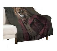 Lion in Victorian-era Dark Fantasy Art Anti Pilling Throw Blankets Cozy Durable Blanket for Bedroom Living Rooms Couch Sofa Bed 50"x60"