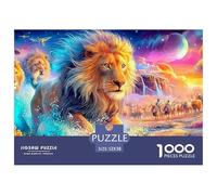 Lion in Water, Herd And Other Lions behind 1000 Piece Jigsaw Puzzle Lion Classic Jigsaw Puzzles for Kids & Adults 52x38cm/1000pcs