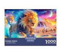 Lion in Water, Herd And Other Lions behind 1000-Piece Jigsaw Puzzle Lion Educational & Challenging, Recycled 38x26cm/1000pcs