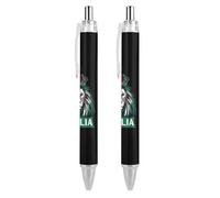 Lion Italy Italian Flag Retractable Ballpoint Pen Black Ink Ball Point Pen Work Pens 2 PCS