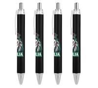 Lion Italy Italian Flag Retractable Ballpoint Pen Black Ink Ball Point Pen Work Pens 4 PCS