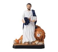 Lion Jesus Resin Statue - Religious Desk Decor, 6 Inch Christian Sculpture with Detailed Craft Feature, Inspirational Faith, Display Piece, Sacred Art Ornament for Spiritual Atmosphere In Living Space