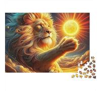 Lion Jigsaw Puzzle Solar Big Cat 1000 Pieces Matte Finish Thick Cardboard Group Activity Birthday Gift for Adults Family Advanced Teenagers 70x50cm/1000pcs