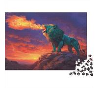 Lion Jigsaw Puzzles Puzzles for Adults Kids. 1000 Piece Sunset Spitfire Whimsical Challenge Toy Educational Game Home Decoration for Educational Games Gifts 1000pcs (75x50cm)