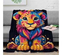 Lion King 3D Printed Blanket Flannel Animal Theme Blanket Bedding Soft Cozy Fluffy Plush Gifts for Bed And Couch for Boys Girls 40x50inch(100x130cm)