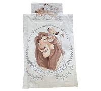 Lion King Baby Bedding Children's Bedding Simba and Mufasa, Duvet Cover 100 x 135 cm and Pillowcase 40 x 60 cm, 100% Cotton