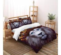 Lion King Duvet Bedspread 3D Printed Animal Wildlife with 2 Pillowcase 3 Pieces Bedding Sets Soft Microfiber Quilt Cover Set for Kids Men Girls King（220x240cm）