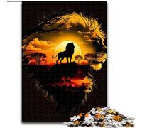 Lion King Of The Jungle 1000 Pieces Puzzle Gifts Wooden Jigsaw Puzzles for Mother'S Day, Birthdays, Christmas size 50x75cm