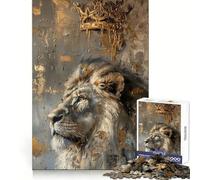 Lion King Painting 1000 Pieces Jigsaws Adults Puzzles Gifts Sharp Thinking Cozy Fun Fun Activity Game Night (38x26cm)