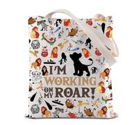 Lion King Tote Bag I'm Working On My Roar Reusable Grocery Shopping Bag Lion Gift Simba Shoulder Bag (Roar Tote)
