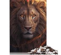 Lion King with Crown Portrait Puzzles 1000 Piece Puzzle Adult Jigsaw Puzzle Jigsaw Puzzles for Adults Educational Game Challenge Toy 38x26cm/1000pcs