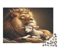 Lion King with Lamb Jigsaw Puzzles 1000 Pieces with Clean Edges Jigsaws for Adults for Quiet Time Activities And Date Night Ideas 52x38cm/1000pcs