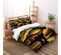 Lion Kingdom Double Duvet Set Animal Totem Premium Brushed Microfiber Duvet Cover Double Ultrasoft Bedding Set With Zipper Closure Double(200x200cm)